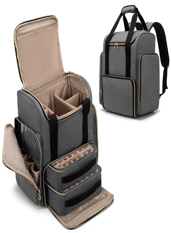 LUXJA Nail Polish Organizer Backpack Holds 70 Bottles and a Nail Lamp, Nail Polish Bag with 2 Removable Cases and Tools Storage Pockets (Patented), Gray - Image 1