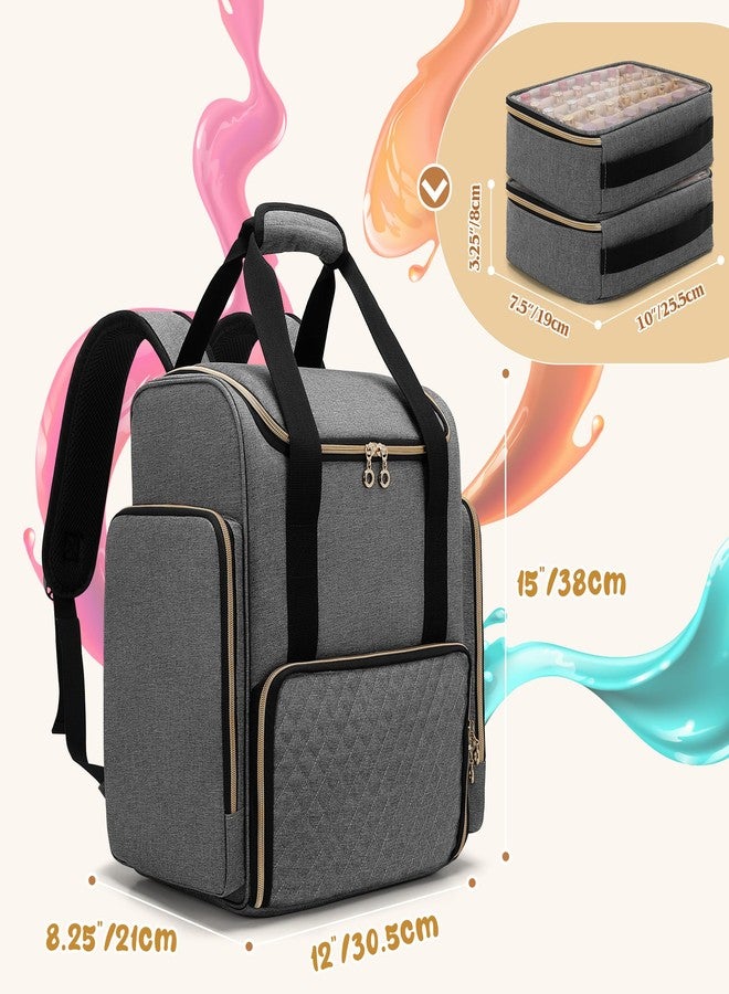 LUXJA Nail Polish Organizer Backpack Holds 70 Bottles and a Nail Lamp, Nail Polish Bag with 2 Removable Cases and Tools Storage Pockets (Patented), Gray - Image 5