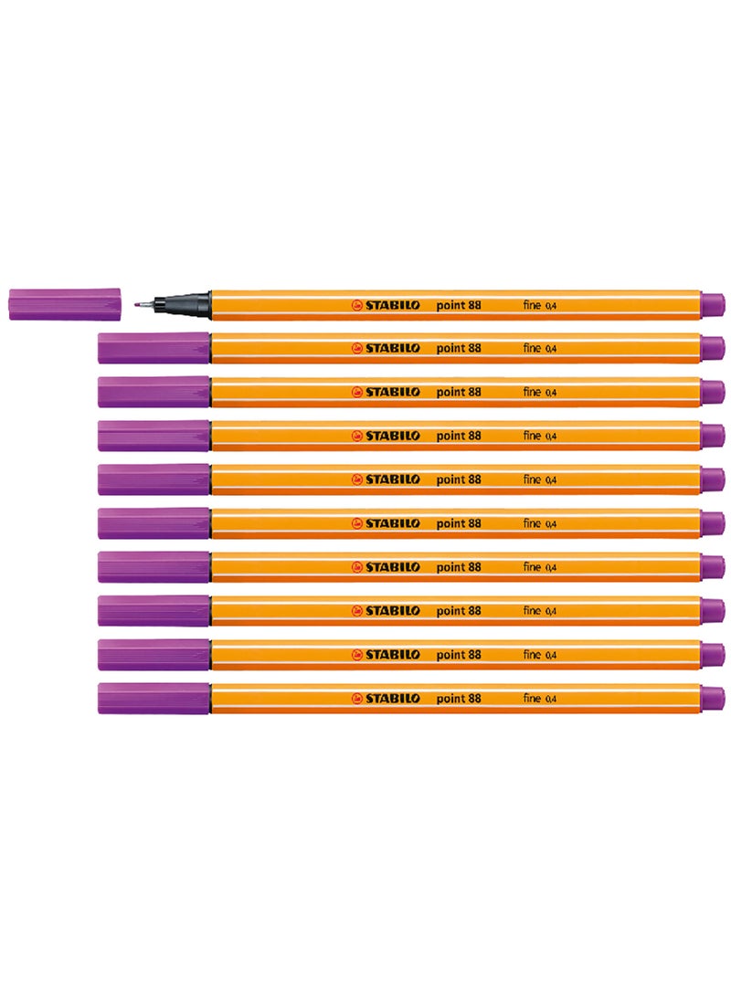STABILO Fineliner Point 88 in Lilac Color , for Journal Planner , Note , Drawing , Pack of 10 Pens  - Image 3