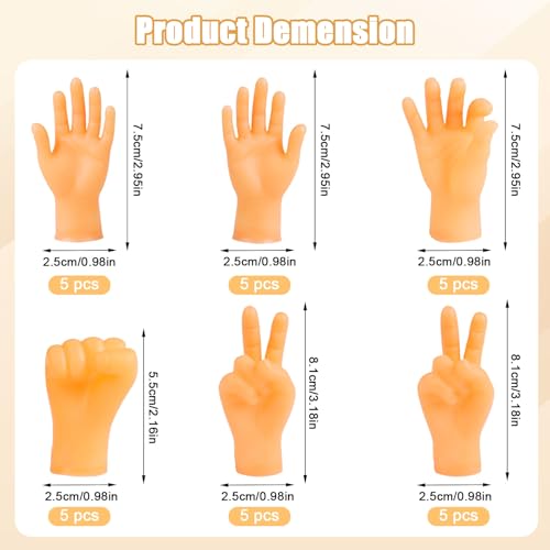 STEFORD 30 PCS Tiny Finger Hands Mini Rubber Finger Puppets Funny Little Small Hands for Fingers Cats Shows Parties Games - Image 5