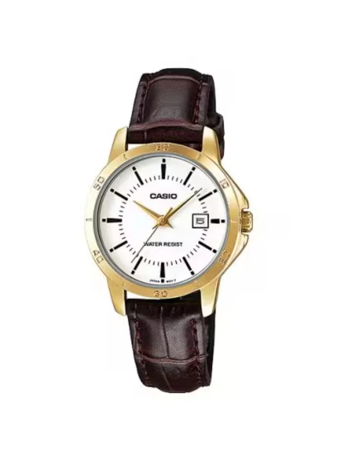 CASIO Men's Leather Analog Watch MTP-V004GL-7A - 30.2 mm