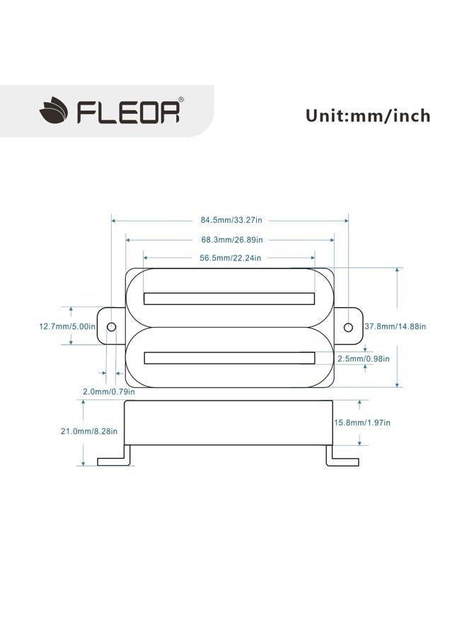 FLEOR High Output Bridge Pickup Dual Hot Rail Humbucker Pickups Ceramic Electric Guitar Pickup Humbucker, White - Image 2