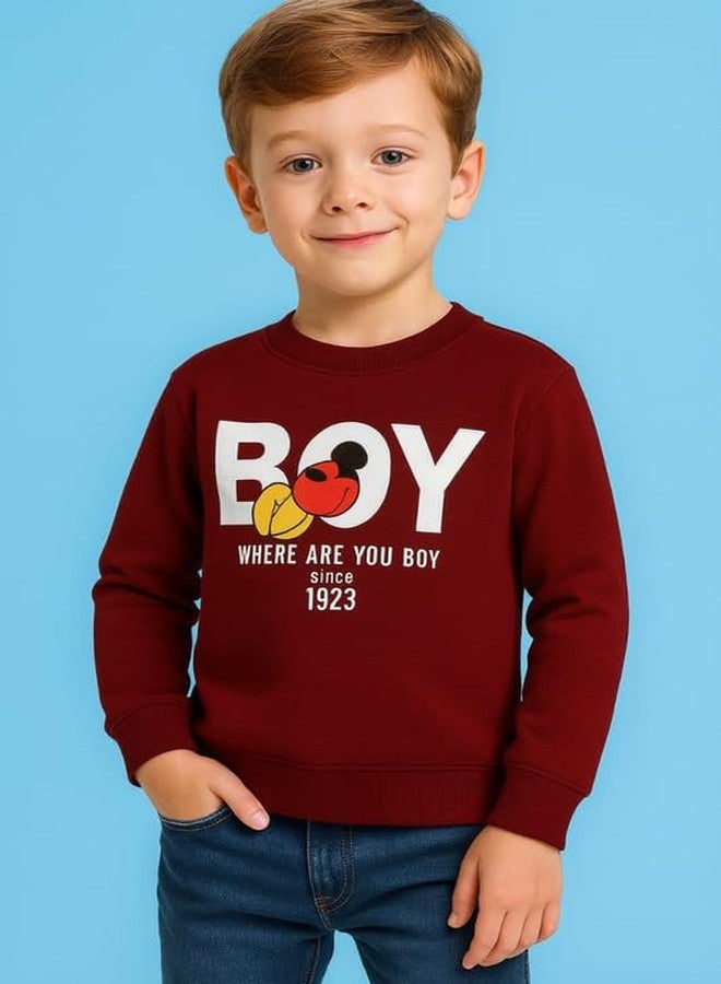 Krystle Cotton Printed Sweatshirts for Boys and Girls Ideal for Winter Maroon (4-5 Years) - Image 2