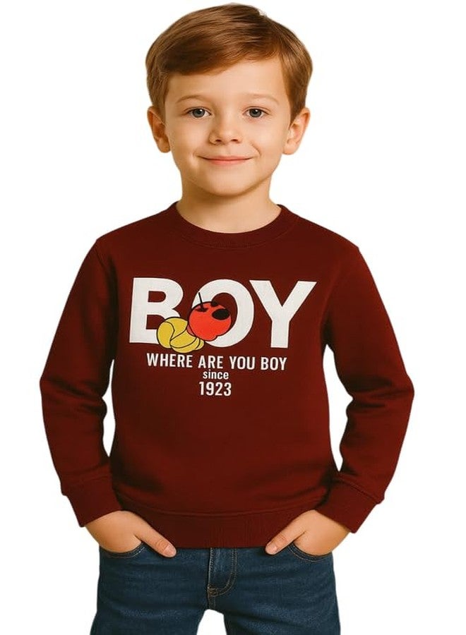 Krystle Cotton Printed Sweatshirts for Boys and Girls Ideal for Winter Maroon (4-5 Years) - Image 1