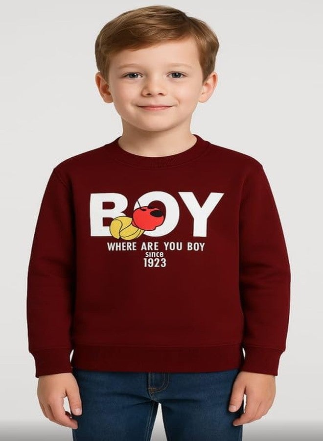Krystle Cotton Printed Sweatshirts for Boys and Girls Ideal for Winter Maroon (4-5 Years) - Image 3