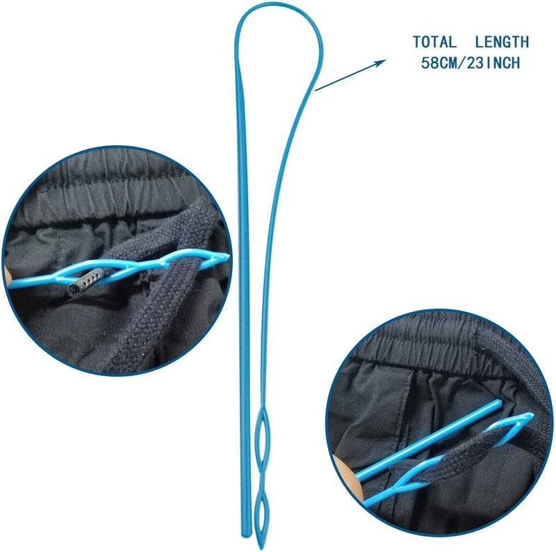 yuntop 1Pcs 23In Flexible Plastic Drawstring Threader Tool, Easy Threader Drawstring Replacement Tool for Jackets Swim Trunks Pants Sweatpants Shorts Hoodies (Blue) - Image 2