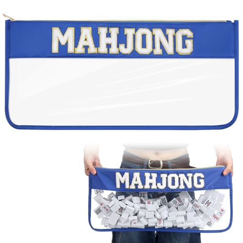 Sunnymove 1 PCS American Mahjong Bag Empty Mahjong Tiles Bag Only with Zippered Letters Case OnlyDark BlueMohjong - Image 1