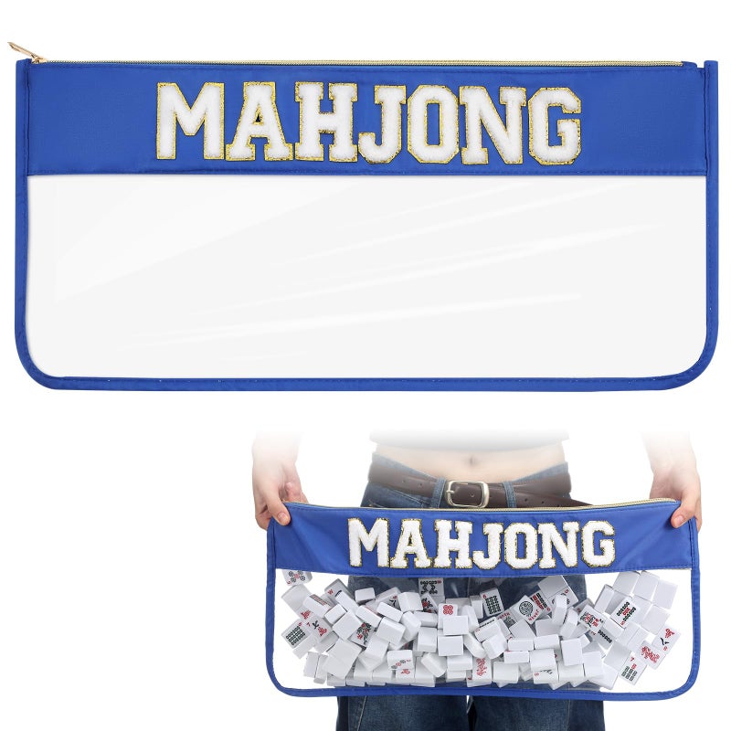 Sunnymove 1 PCS American Mahjong Bag Empty Mahjong Tiles Bag Only with Zippered Letters Case OnlyDark BlueMohjong - Image 3