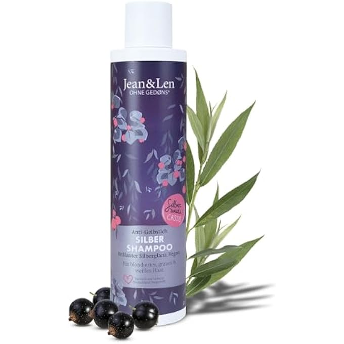 Jean & Len SILVER WILLOW & CASSIS VEGAN CARE FORMULA FOR GREY, BLONDE, BLEACHED & WHITE HAIR, WITH PURPLE PIGMENTS & ANTI-YELLOW TINT EFFECT, PARABENS & SILICONE-FREE, 300 ML - Image 1
