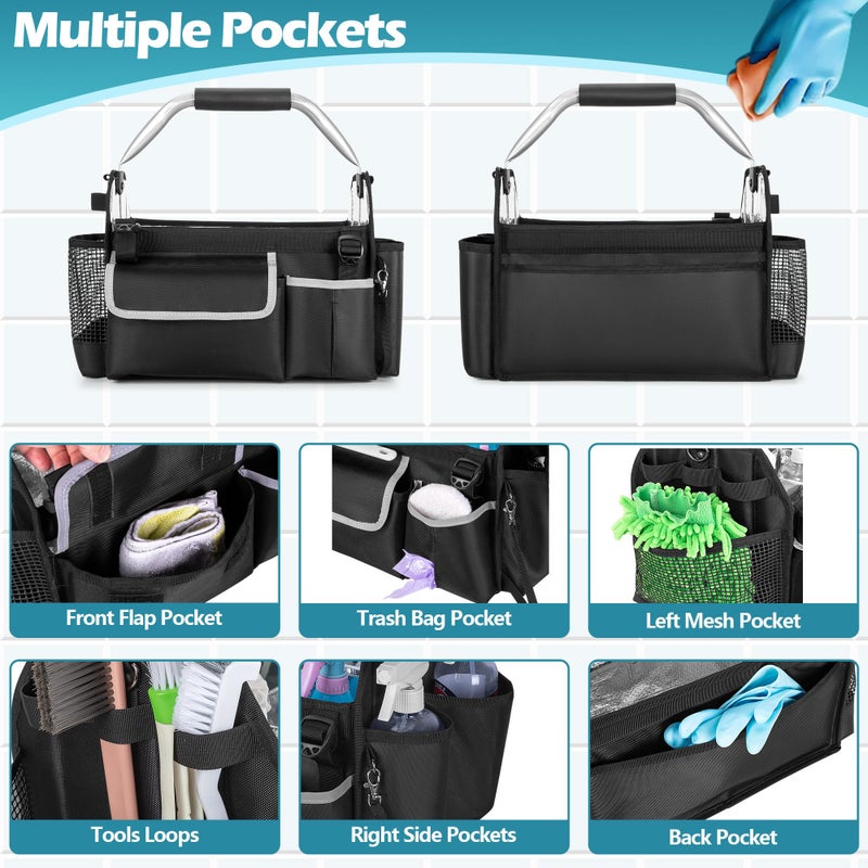 HODRANT Wearable Cleaning Caddy Organizer, Cleaning Supplies Bag with Divider & Support Pad, Cleaner Tote with Handle & Detachable Shoulder Strap, Housekeeping Storage Box with Multi Pockets, Bag Only - Image 3