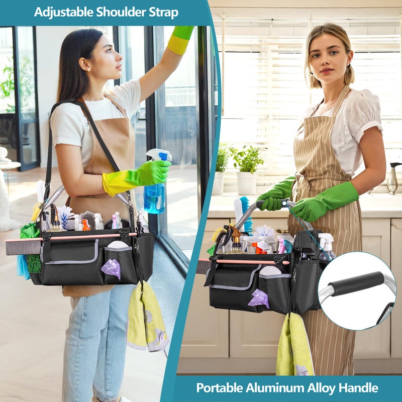 HODRANT Wearable Cleaning Caddy Organizer, Cleaning Supplies Bag with Divider & Support Pad, Cleaner Tote with Handle & Detachable Shoulder Strap, Housekeeping Storage Box with Multi Pockets, Bag Only - Image 5
