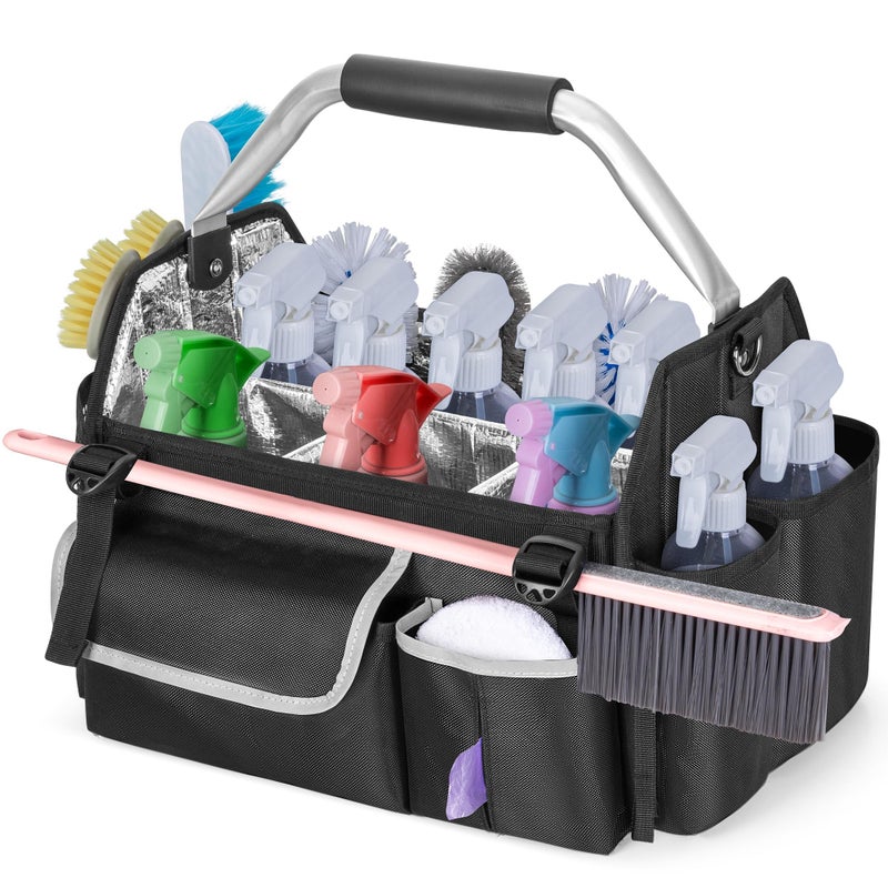 HODRANT Wearable Cleaning Caddy Organizer, Cleaning Supplies Bag with Divider & Support Pad, Cleaner Tote with Handle & Detachable Shoulder Strap, Housekeeping Storage Box with Multi Pockets, Bag Only - Image 1