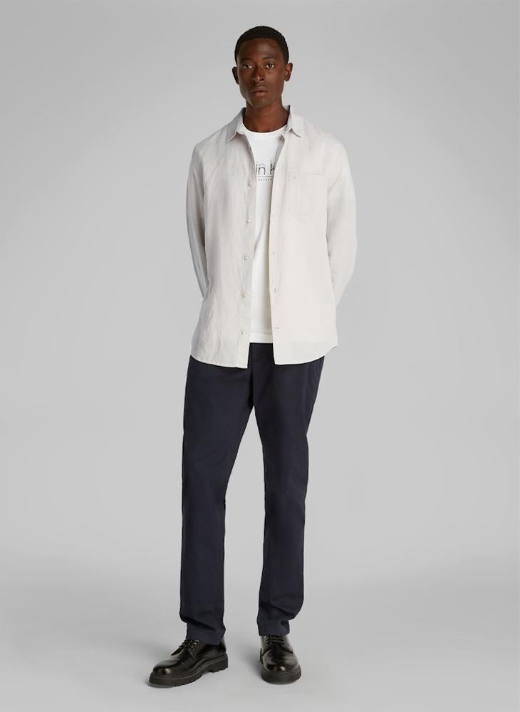 CALVIN KLEIN Regular Fit Linen Cotton Long Sleeve Shirt  - Image 4