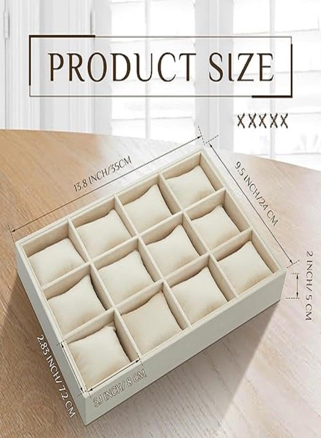 DIVUE Velvet Watch Tray Jewelry Organizer 12 Grid Stackable Watch Organizer Bracelet Bangle Display Holder Adjustable Pillow For Watches Jewelry Organizer Storage Tray for Drawers (1 Piece), Assorted - Image 3
