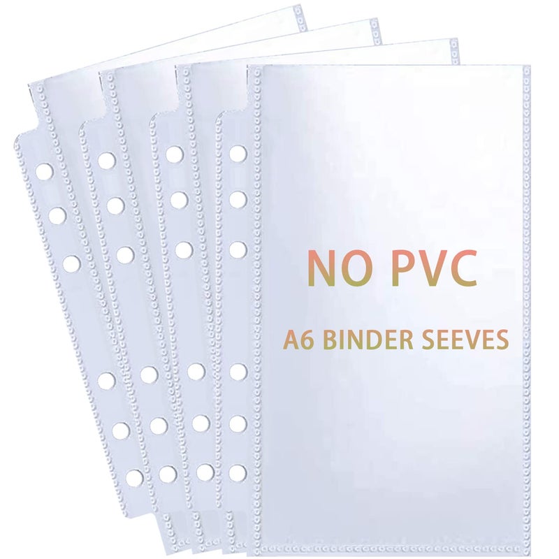40 Pack 80 Pockets Budget Sheet Protector Sleeves for A6 6 Ring Binder UltraClear Cash Binder Sleeves DoubleSided Top Loading Sheet Protector for Budget Sheet Currency Collection 35x5 Photos
