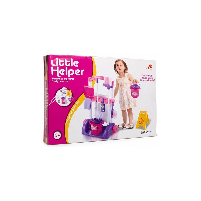 Little Helper Imagination Time | Little Helper Kids Pretend Play Cleaning Toy Set with Trolley Cart, Broom, Bucket and Accessories, Pink and Purple, for Ages 3 and Above - Image 2