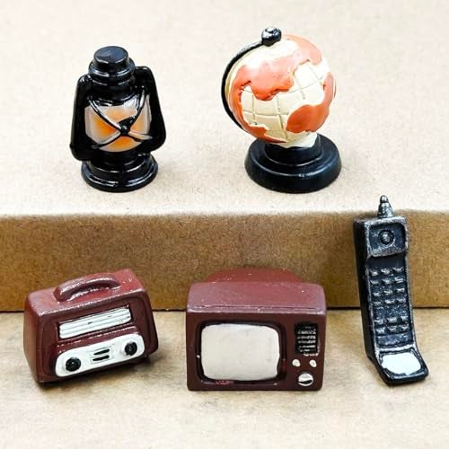 BharatBazaar 13 Pcs Miniature Decorative Items, Vintage Miniatures for Home Decor, Retro Resin Figurine Set for Office, Car Dashboard, Fairy Gardens and Photography - Image 4