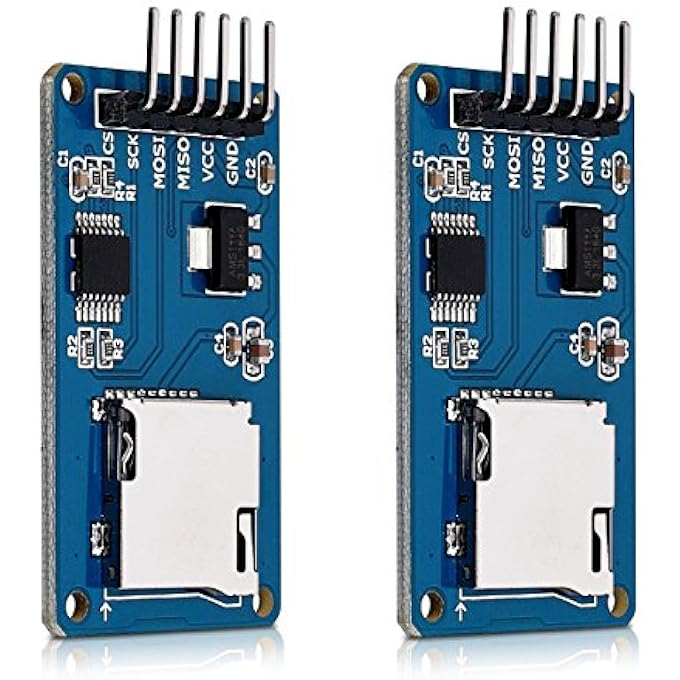 kwmobile PACK OF 2 MICRO SD CARD MODULE - MEMORY CARD READER - COMPATIBLE WITH ARDUINO RASPBERRY AND OTHER MICROCONTROLLERS - Image 1