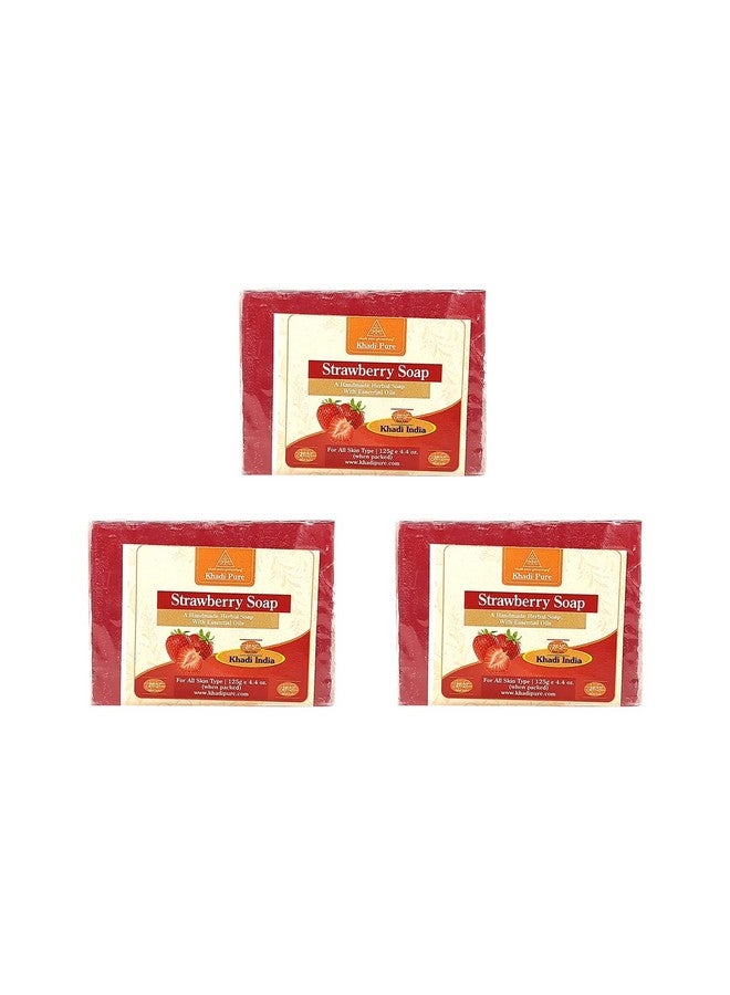Khadi Pure Herbal Strawberry Soap - Pack Of 3 (375G) - Image 1
