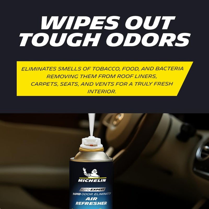 Michelin معطر هواء السيارة للاستخدام مرة واحدة (100 مل) – مزيل الروائح التلقائي وسبراي منعش لفتحات التكييف | يزيل الروائح الكريهة، ويترك عطرًا يدوم طويلاً | ملحقات تنظيف داخلية للسيارة - Image 3