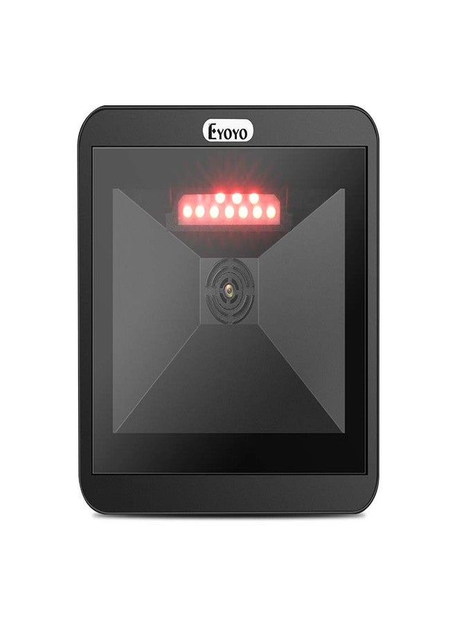 Eyoyo Hands-Free 2D QR Barcode Scanner, Omnidirectional Desktop Automatic 1D Barcode Reader Big Scan Window to Read PDF417 on ID Card, Driver's License, Passport for Supermarket Library Retail Store - Image 1