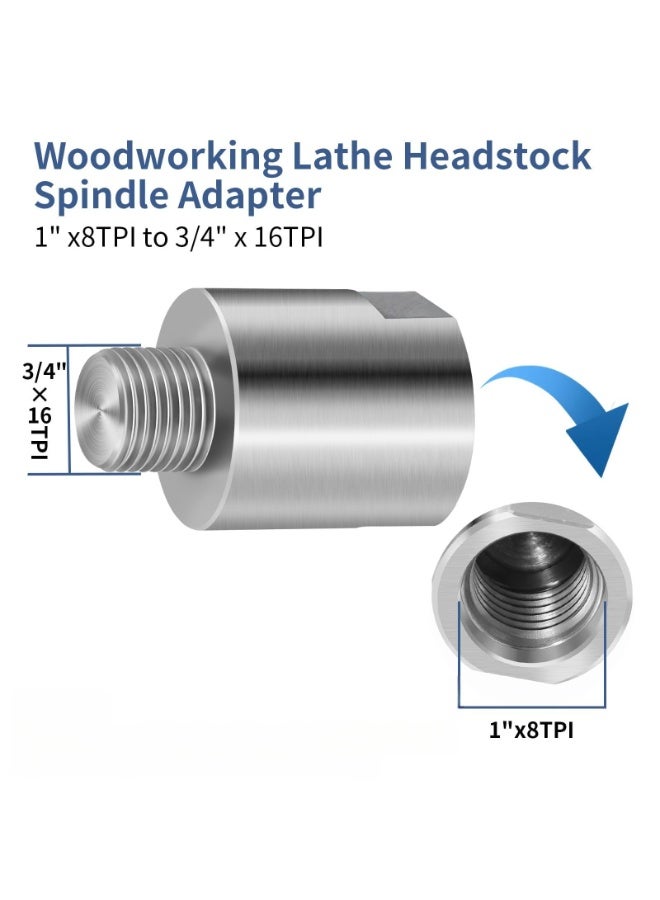 محول عمود رأس مخرطة النجارة، يحول مقاس 1 بوصة × 8TPI إلى 3/4 بوصة × 16TPI - Image 4