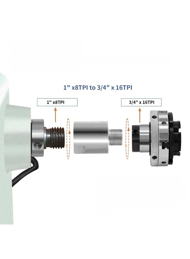 محول عمود رأس مخرطة النجارة، يحول مقاس 1 بوصة × 8TPI إلى 3/4 بوصة × 16TPI - Image 5