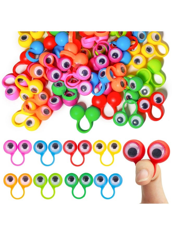 3 otters 48Pcs Eyeball Rings, Finger Puppet Eyes Monster Finger Wiggly Eyeball Googly Eye Rings For Kids Birthday Goodie Bag Stuffers Party Favors Classroom Rewards  - Image 1