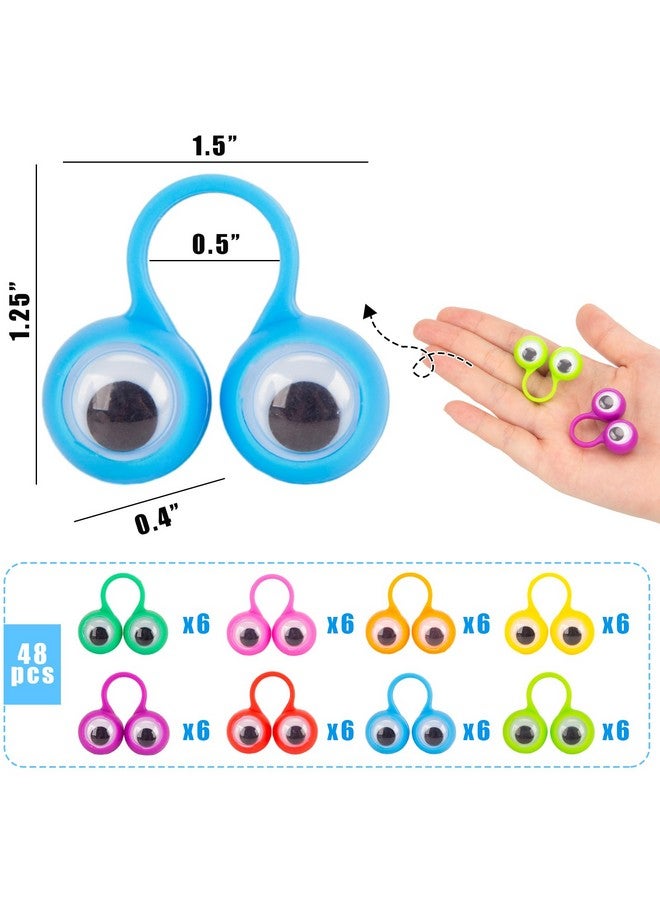 3 otters 48Pcs Eyeball Rings, Finger Puppet Eyes Monster Finger Wiggly Eyeball Googly Eye Rings For Kids Birthday Goodie Bag Stuffers Party Favors Classroom Rewards  - Image 2