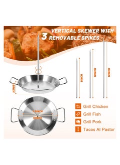 SYOSI SYOSI Al Pastor Skewer Griddle, Upgraded Thicken Stainless Vertical Skewer Griddle, Barbecue Grill Stand, Vertical Skewer Grill, Great for Oven BBQ Dishes, Tacos Al Pastor, Tacos, Whole Chicken  - Image 2