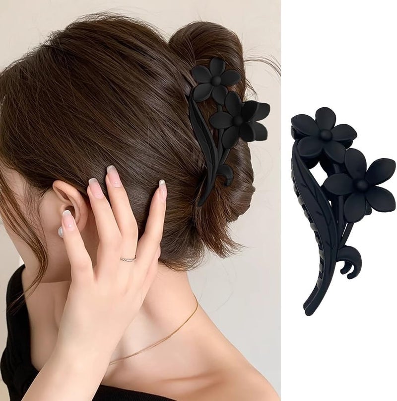 BAKEFY -4 Extra Large Hair Clips, Big Claw Clips for Thick Long Curly Hair, Strong Hold Jaw Clip Oversized Non-slip Square Hair Clips for Women & Girls, Matte XL Jumbo Claw Clips - Image 1