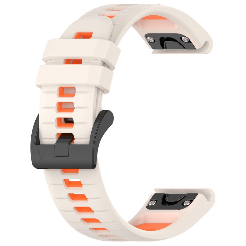 S-TOP For Garmin Fenix 8 AMOLED 47mm Sports Two-Color 22mm Silicone Watch Band(Starlight+Orange) - Image 2