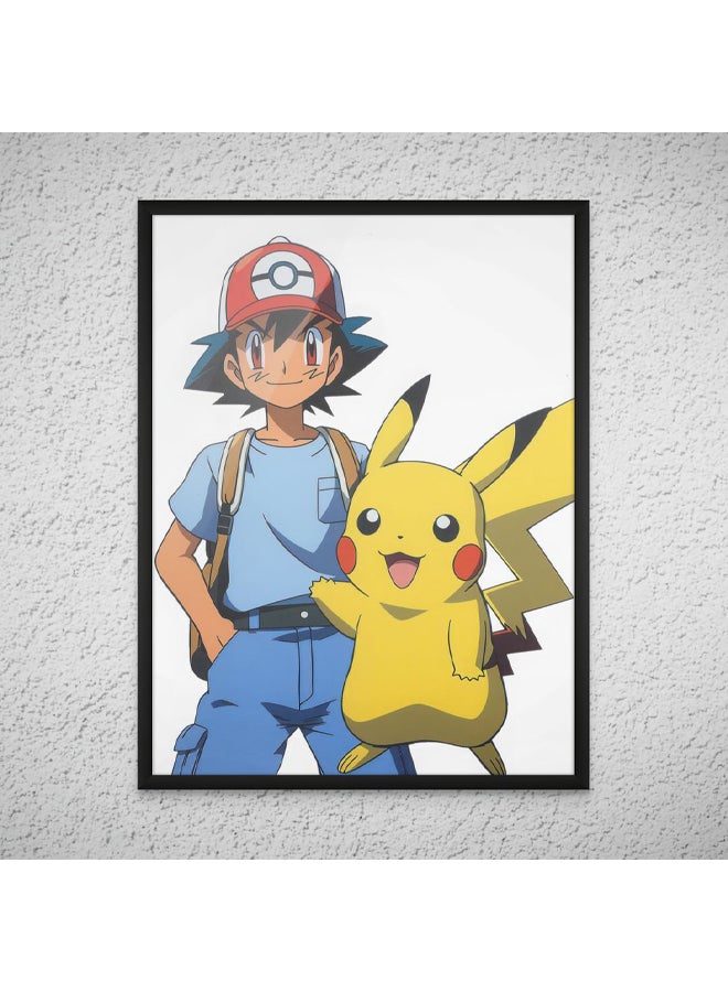 Art Decor Framed Fine Art of Pokémon Pikachu Wall Art Iconic Anime Character Portrait Art Print Wall Décor for Bedroom Boys' Room Girls' Room Living Room Gaming Room - Image 1