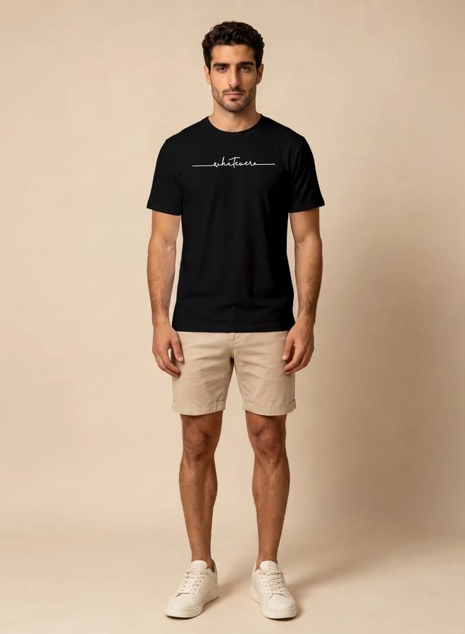 Take Two Black Graphic Print Round Neck Regular Fit T-Shirt