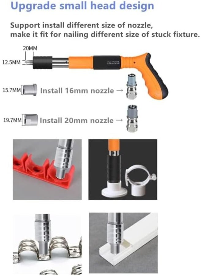 GearZone أداة تثبيت الأظافر على الجدار مع 100 قطعة من الأظافر الدائرية، أداة مسدس الأظافر اليدوية من الصلب، مسدس الأظافر الخرسانية، آلة إطلاق الأظافر المحمولة الصغيرة مع صندوق الأدوات - Image 4