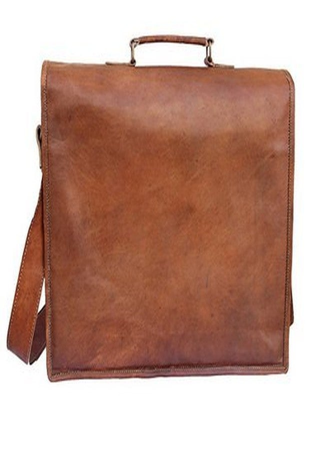 RSN 15 Inch Brown Leather Laptop Satchel Messenger Bag For Men & Women - Image 3