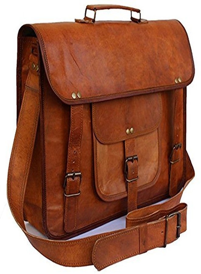 RSN 15 Inch Brown Leather Laptop Satchel Messenger Bag For Men & Women - Image 2