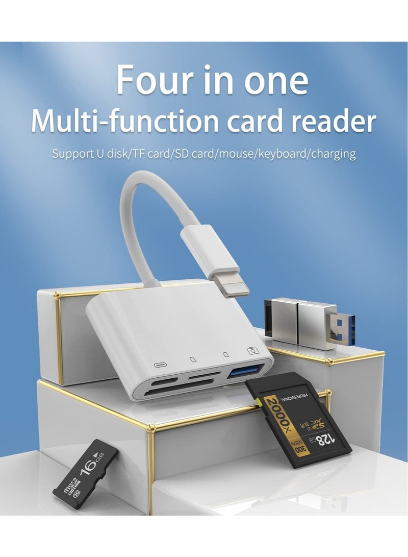 إلترازون قارئ بطاقة SD لذاكرة الكاميرا متوافق مع iPhone، متوافق مع محول Lightning ذكر إلى USB أنثى OTG موصل شاحن مقسم شحن الطاقة Micro TF لأجهزة Apple لأجهزة ipad 12 11 xs - Image 2