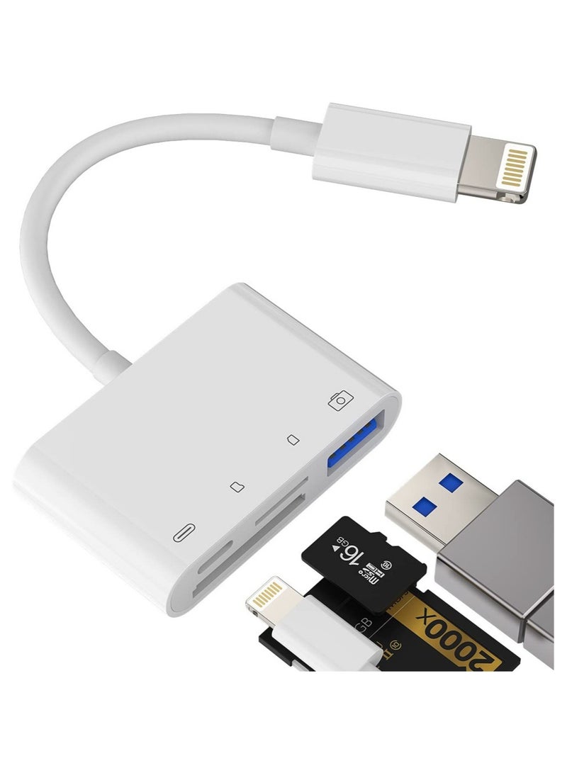 إلترازون قارئ بطاقة SD لذاكرة الكاميرا متوافق مع iPhone، متوافق مع محول Lightning ذكر إلى USB أنثى OTG موصل شاحن مقسم شحن الطاقة Micro TF لأجهزة Apple لأجهزة ipad 12 11 xs - Image 1