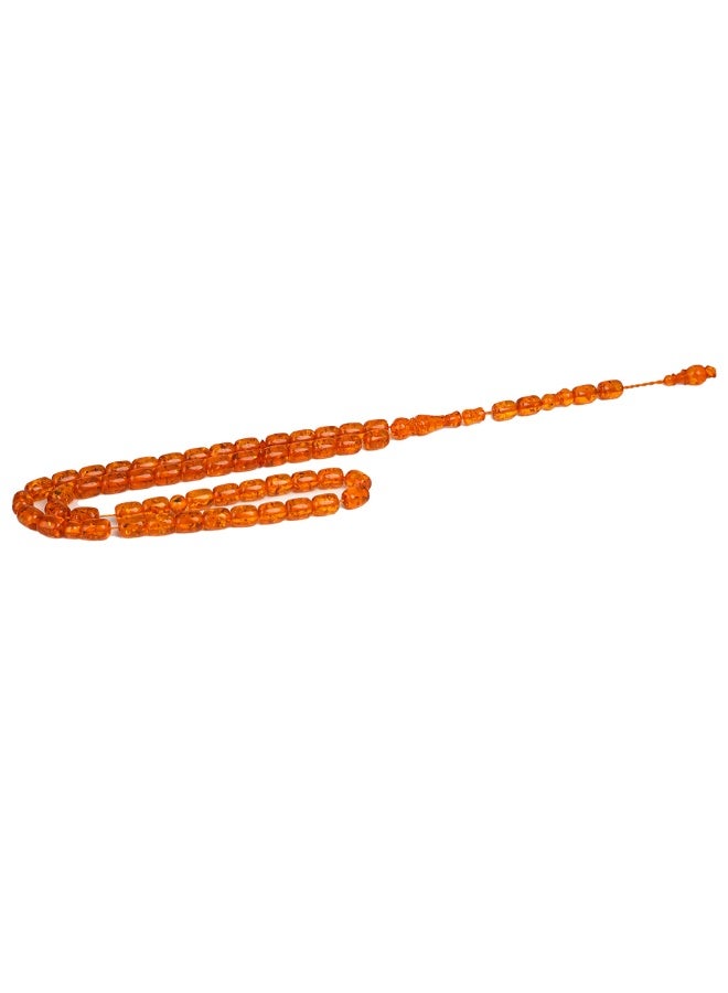 R.S Polish Amber Dust Prayer Beads, Barrel Shape, 51 Transparent Honey Beads - Image 4