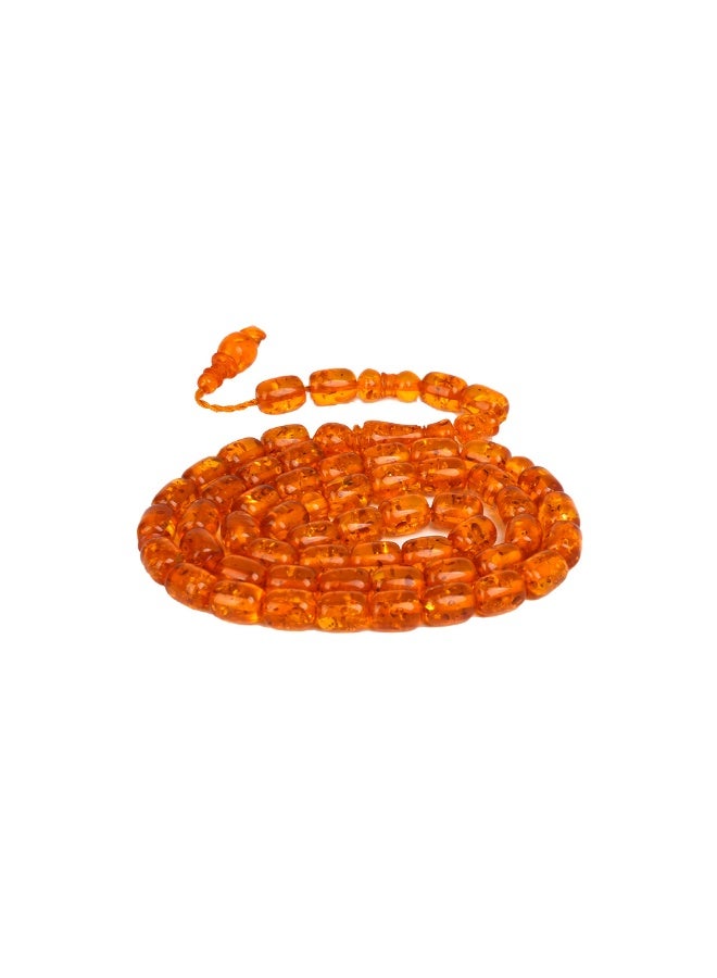R.S Polish Amber Dust Prayer Beads, Barrel Shape, 51 Transparent Honey Beads - Image 3