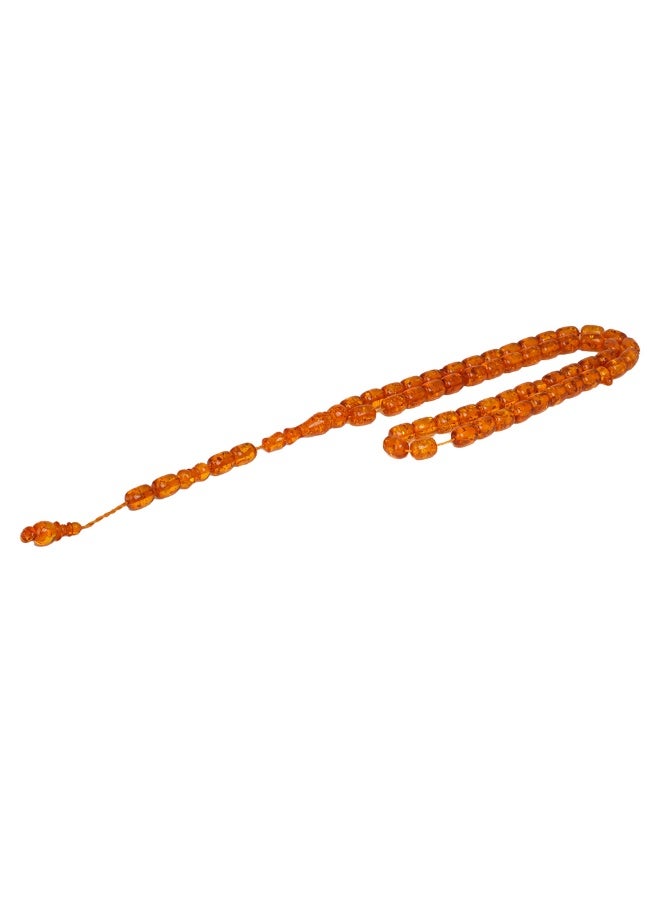 R.S Polish Amber Dust Prayer Beads, Barrel Shape, 51 Transparent Honey Beads - Image 2