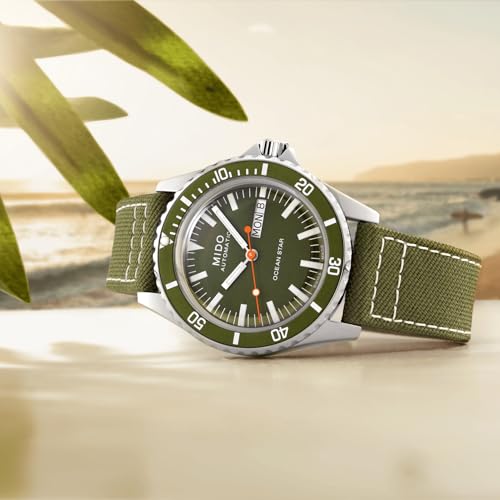 MIDO Ocean Star Tribute - Swiss Automatic Watch for Men - Green Dial - 40.5mm Stainless Steel Case - Green Fabric Strap - M0268301809100 - Image 4