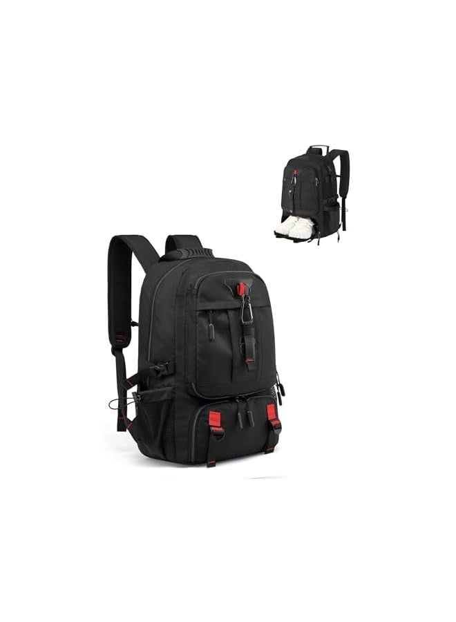 PROMASS 60L Travel Laptop Backpack, Carry On Backpack with Shoe Pouch, Waterproof Daypack for Weekender Business Hiking, 35 * 22 * 53Cm Black  - Image 1