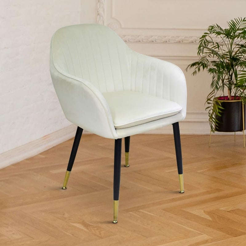 Creative Seating Dining Chairs Cushion Seat Chair for Living Room Bedroom Restaurant Modern Contemporary Upholstered with Black LegsL037p1black Leg White - Image 1