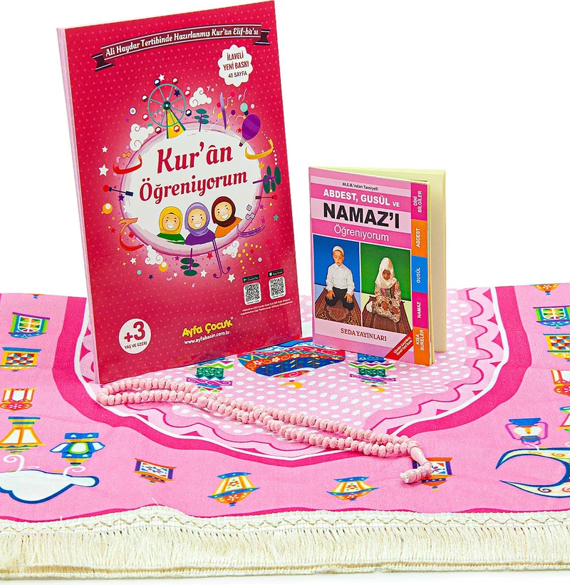 ايهفان اونلاين Ihvan Online Bag Quran Course Elif Ba Book Children's Prayer Mat Worship Set Pink