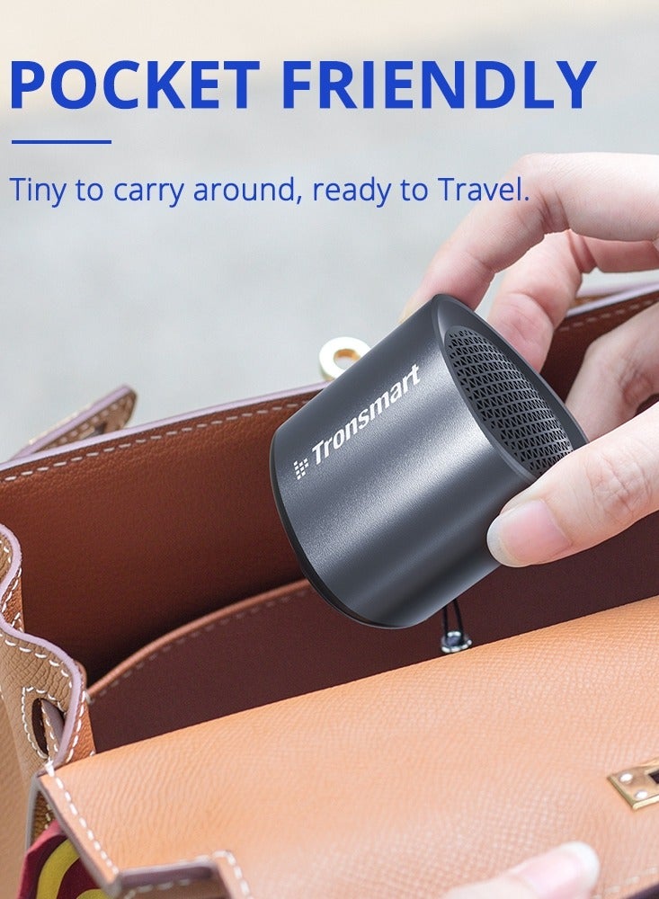 Tronsmart Nimo Portable Bluetooth Speaker, Super-Compact Design, Metal Craft, Mini Speaker with Lanyard, IPX7 Waterproof for Shower, Travel, 12 Hours Battery, Stereo Pairing, Hands-Free Call, Black - Image 5