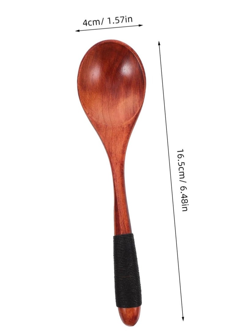 2 pcs Elegant Large Wooden Spoon Set Long Handle Cooking Spoons for Stirring Serving Soup Tea for Kitchen - Image 3