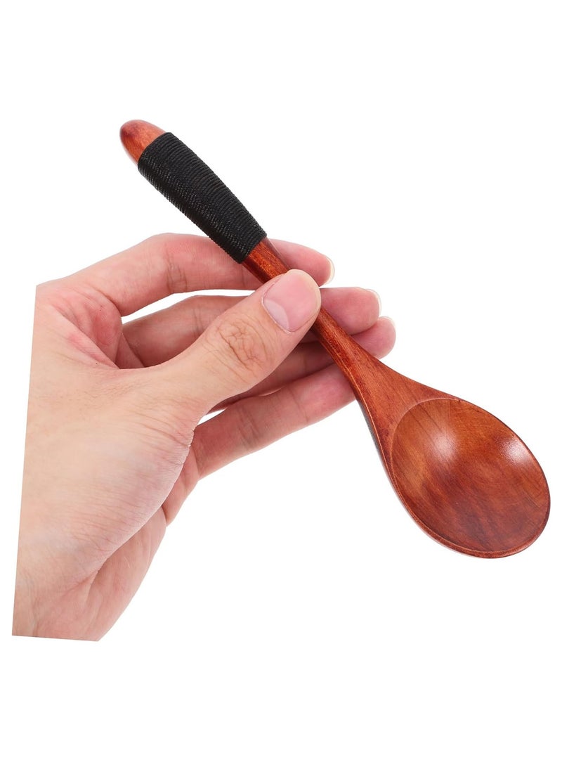 2 pcs Elegant Large Wooden Spoon Set Long Handle Cooking Spoons for Stirring Serving Soup Tea for Kitchen - Image 2