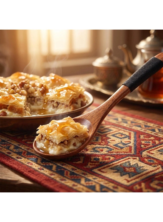 الحياة اليومية ملعقتان خشبيتان للطعام – ملاعق تقديم طبيعية للأرز والحمص والبسوسة والشوربة | أدوات مطبخ يدوية صديقة للبيئة - Image 5